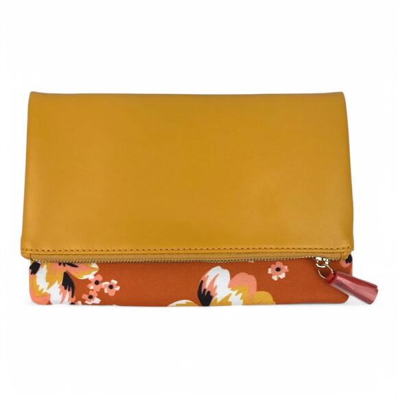 Rachel Pally Zahara Reversible Clutch Purse Orange Floral Handbag - Picture 4 of 6